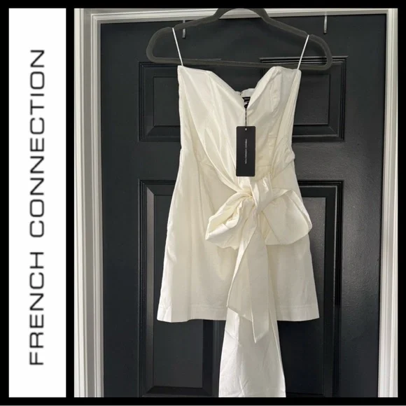 NWT French Connection Florida Bow Strapless Mini Dress~Summer White - Picture 5 of 9